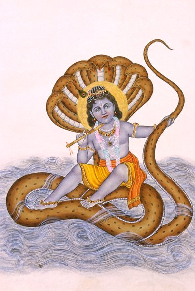 Miniatyyri maalaus Lord Bal Krishna paperille tekijältä School Indian