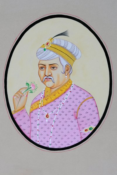 Mogulien keisari Akbarin miniatyyrimaalaus tekijältä School Indian