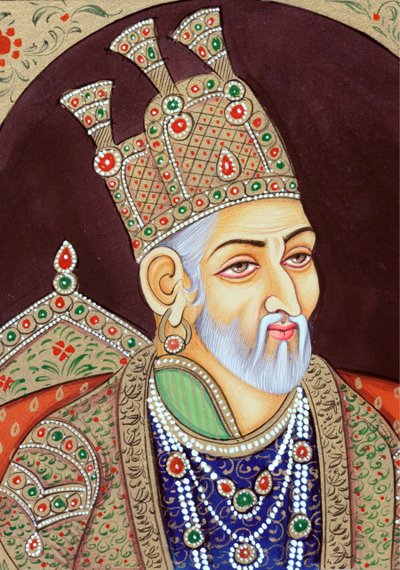 Mogulien keisari Bahadur Shah Zafarin miniatyyrimaalaus tekijältä School Indian
