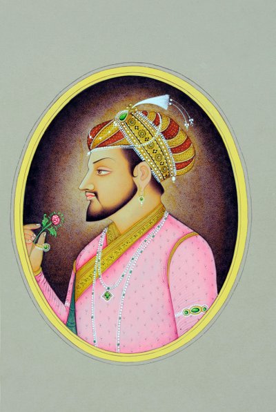 Mogulien keisari Shah Jahanin miniatyyrimaalaus tekijältä School Indian