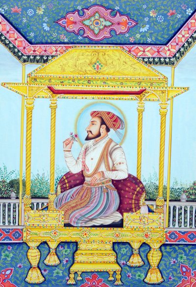 Mogulien keisari Shah Jahanin miniatyyrimaalaus tekijältä School Indian