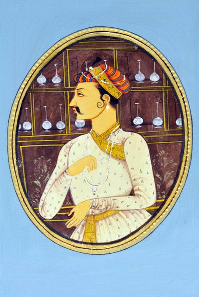 Pienoiskoossa maalaus Mughul keisari Akbar Intia Aasia Intia Aasia tekijältä School Indian