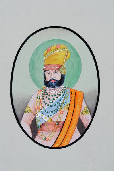 Maharaja Jaswant Singh Jodhpurin miniatyyri Pantingista tekijältä School Indian