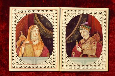 Moguli keisari Akbar  Jodhabai Norsunluu maalaus tekijältä School Indian