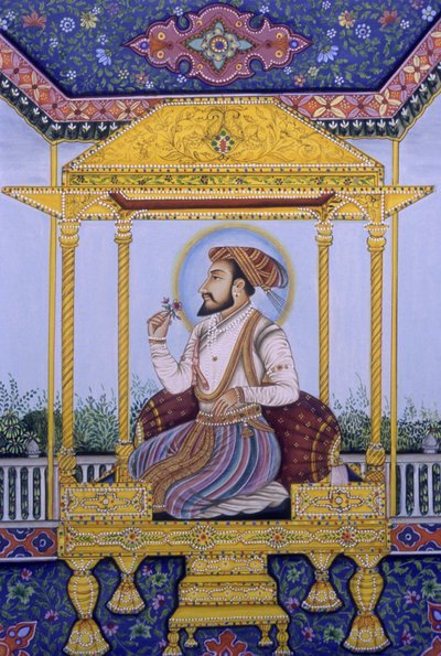 Moguli keisari Shah Jahan miniatyyri maalaus tekijältä School Indian