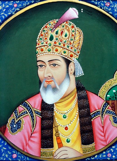 Mogulien keisari Shah Jahan Pienoiskoossa maalaus paperille tekijältä School Indian
