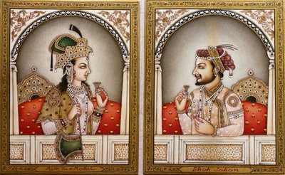 Mumtaz Mahal ja Shah Jahanin maalaus tekijältä School Indian