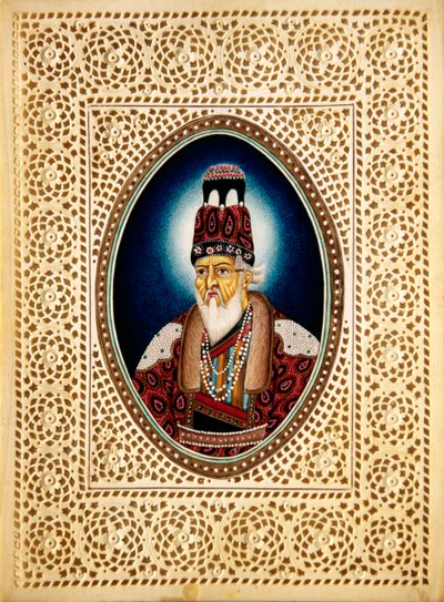 Maalaus mogulien keisari Shah Jahanin norsunluun päällä tekijältä School Indian