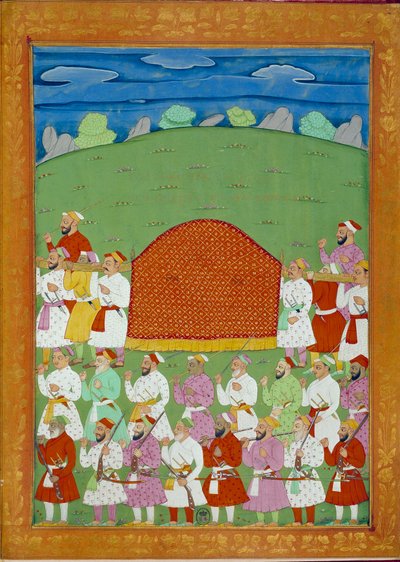 Sulttaanin jalkavaimojen palanquin, Shah alemin hovi. Intian ja persialaisia miniatyyrejä Niccolo Manuccin (1638-1717) "Intian historiassa Tamertantesta Orangreybiin" BN, Pariisi. tekijältä School Indian