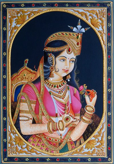 Mumtaz Mahalin muotokuva paperilla Maalaus tekijältä School Indian