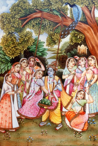 Radha Krishna miniatyyri maalauksia tekijältä School Indian