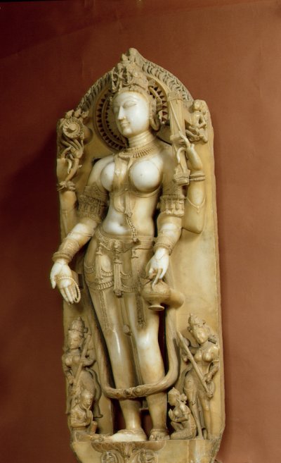 Sarasvati, oppimisen jumalatar, Pallu, Rajasthan, Chauhan-dynastia (marmori) tekijältä School Indian