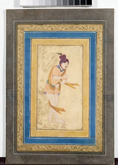 Iranilaisen dervish-mestarin muotokuva (Iranin mestari Dervish) - Maalattu miniatyyri, akvarelli, guassi ja kulta pahville (14,8x7,9 cm), 1600-luvun alku - Valtion Eremitaaši, Pietari (Venäjä) tekijältä School Iranian