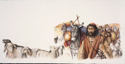 Abraham lähtee Urin kaupungista (väri litho) tekijältä School Italian