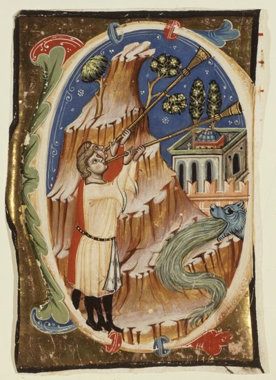 Apokalyptinen kohtaus, 1300-luvun loppu-1400-luvun alku (tempera ja lehtikulta pergamentille). tekijältä School Italian