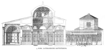 Lateraanien kastekappelin suunnitelmat (litho) tekijältä School Italian
