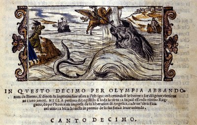 Kohtaus Ludovico Arioston (1474 - 1533) ritarirunosta "Orlando Furioso" (Raivoissaan Roland) X L