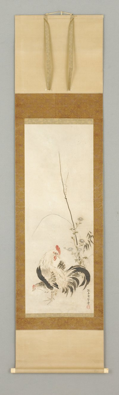 Kakemono, kukko ja kana kukilla tekijältä Japanese School