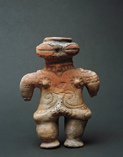 Terrakotta dogu-veistos Akitasta, Jomonin ajalta 11.-4. vuosisadalla eKr tekijältä Japanese School