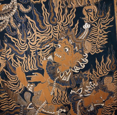 Jaavalainen batiikki hirviön kanssa tekijältä School Javanese