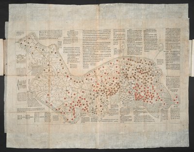 Haejwa chondo - Korean niemimaan kartta, joka luotiin alun perin n. 1820 (värinen kaiverrus) tekijältä School Korean