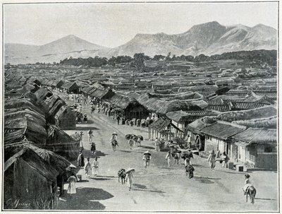 Näkymä Soulin pääkadulle, Korean pääkaupungille 1800-luvulla tekijältä School Korean