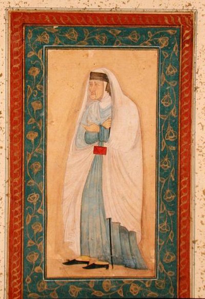 Vanha nainen länsimaisessa mekossa, Large Clive Albumista, n. 1760 tekijältä School Mughal