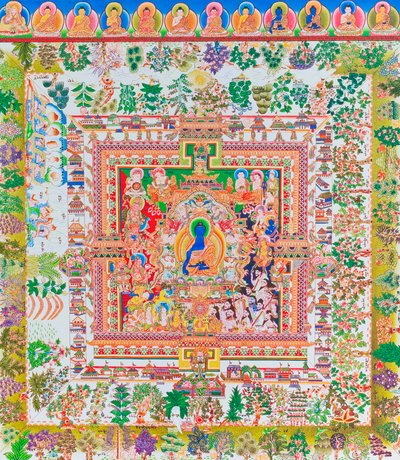 Lääketiede Buddha Mandala, Nepal (maalaus) tekijältä School Nepalese