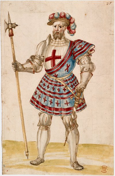 Puuvilla Augustus III, f.25, Ritari sauvavasaralla (vellum) tekijältä School Netherlandish