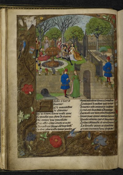 Harley 4425 f. 12v Garden of Pleasure (vellum) tekijältä School Netherlandish