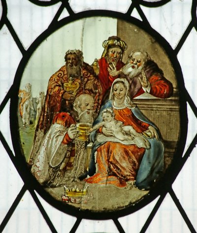 Roundel: The Adoration of the Magi (lasimaalaus) tekijältä School Netherlandish
