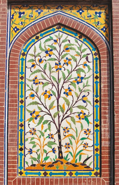 Kukkiva puu, Majolikakoristeet, Wazir Khanin moskeija (1600-luku), Lahore, Punjab, Pakistan tekijältä School Pakistani