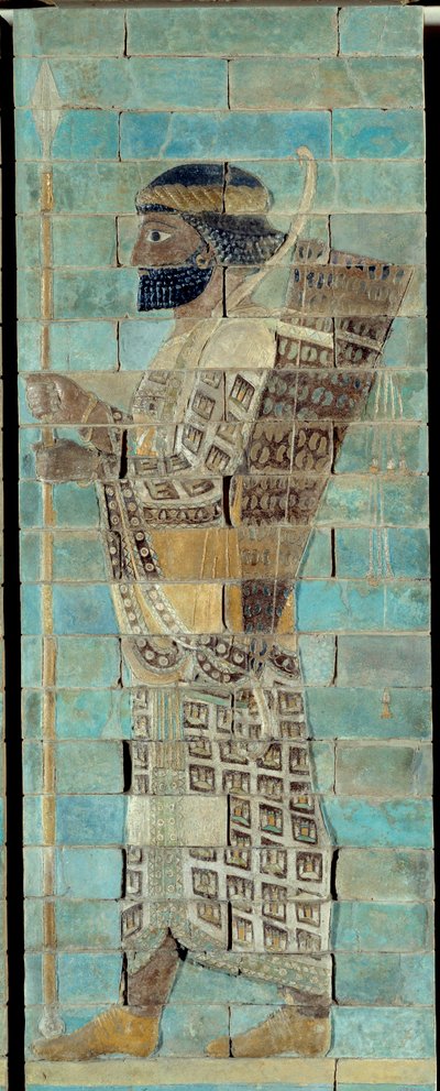 El fris dels arquers, del palau de Darius I, rei de Pèrsia, a Susa (segle V aC). Part inferior de relleu de maó enviada per correu electrònic. París, Museu del Louvre.finlandès tekijältä School Persian