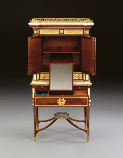 Venäläinen ormolu-asennettu valkoinen marmori ja mahonki bonheur du jour, n. 1790 (ormolu, marmori ja mahonki) tekijältä School Russian
