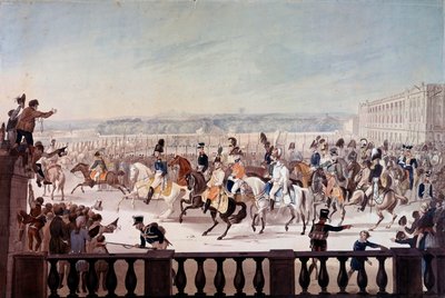 Alexandre I (1777-1825) Paris Place de la Concordessa. Venäläisen koulun maalaus tekijältä School Russian