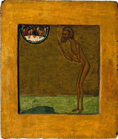 Basil Siunattu tai Pyhä Basilika (Vassili) (1469-1551 tai 1557). Nimetön venäläinen ikoni, tempera puulla, 1500-luvun loppu. Perinteinen Moskovan taide. Valtion Tretjakovin galleria, Moskova. tekijältä School Russian