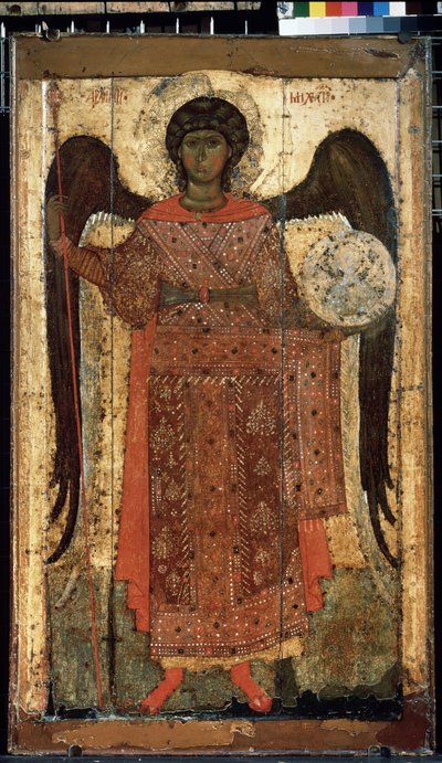""Arkkienkeli Pyhä Mikael"" venäläinen ikoni. Maalaus puulle. Noin 1300. Valtion Tretjakovin galleria, Moskova tekijältä School Russian