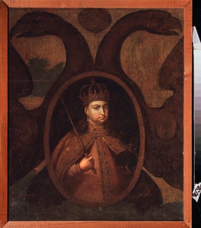Valtiomiehen Sofia Alekseijevna Romanovan (1657-1704) muotokuva. Venäläisen mestarin maalaus, öljy kankaalle, n. 1680. Vanha perinteinen venäläinen taide tekijältä School Russian