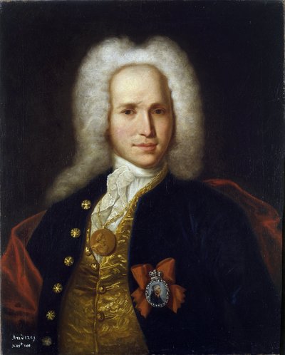 Muotokuva tiedemiehestä, sotainsinööristä ja keksijästä Andrei Nartovista (1683-1756). (Tutkijan, sotainsinöörin ja keksijän A. Nartovin muotokuva). Anonyymi maalaus, öljy kankaalle, noin 1725. Venäläistä taidetta tekijältä School Russian
