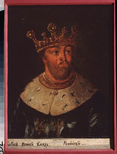 Venäjän tsaari Boris Fedorovitsh Godunov (1552-1605) muotokuva. Venäläisen mestarin maalaus, öljy kankaalle tekijältä School Russian