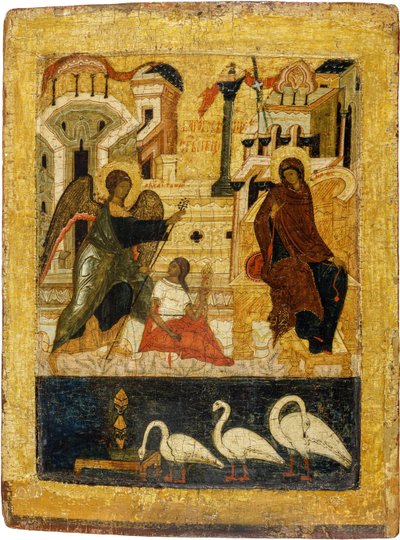Venäläinen ikoni: Ilmoitus. Tempera paneelissa, 1500-luvun puoliväli, Historian ja taiteen museo, Suzdal tekijältä School Russian