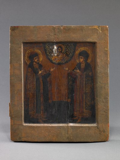 Pyhät Boris ja Gleb, 1700-luvun alku (tempera ja paperi puulle). tekijältä School Russian