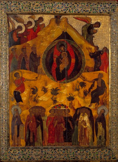 Neitsyt-Venäjän ikonikokous 1560. Venäjä, Monastere Solonsky tekijältä School Russian