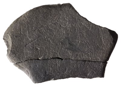 Panttivankikivi varhaiskeskiaikaisesta saaren luostarista, Inchmarnock, Bute, Skotlanti, noin 8.-9. vuosisadalla jKr. (liuskekivi) tekijältä Scottish School