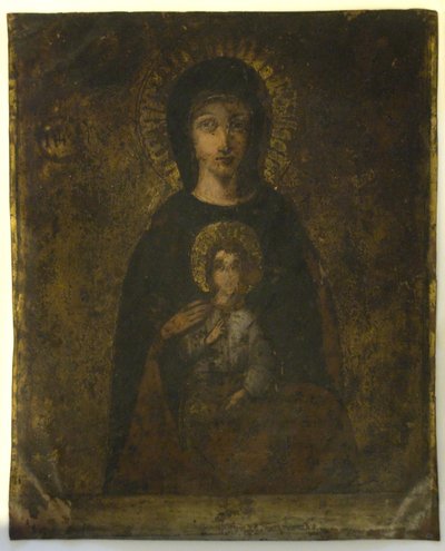 Ristiinnaulitseminen (Madonna On Verso) (öljy kuparilla) tekijältä School Spanish