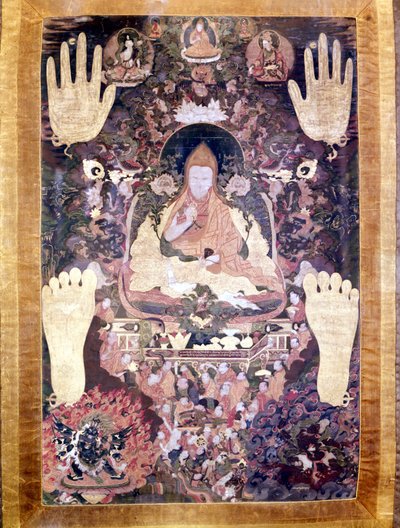 Blo Bzang Rgya ktso, viides Dalai Lama, historian maineikkain ja tärkein. Tiibetin Thai-ka, Guimetin museo, Pariisi tekijältä School Tibetan