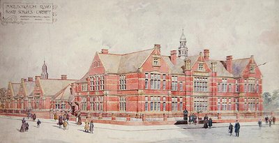 Marlborough Road Board Schools, Cardiff, 1900-luvun alku (värilitho) tekijältä School Welsh