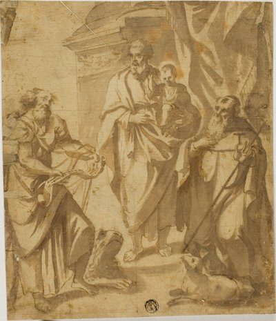 Pyhä Joosef ja Kristus-lapsi pyhien Markuksen ja Anthonyn kanssa tekijältä School of Guido Reni