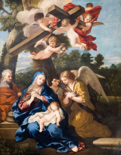 Pyhä perhe enkelien kanssa, 1700. tekijältä School of Pietro Cortona
