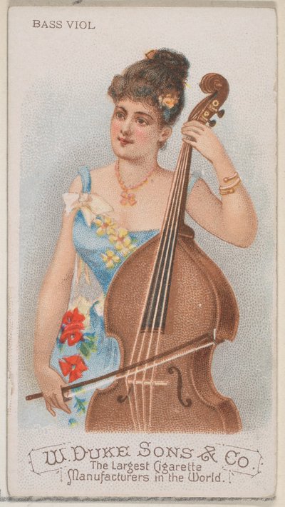 Bass Viol, Musical Instruments -sarjasta N82 Duke-tuotemerkin savukkeille, 1888, 1888. tekijältä Schumacher and Ettlinger